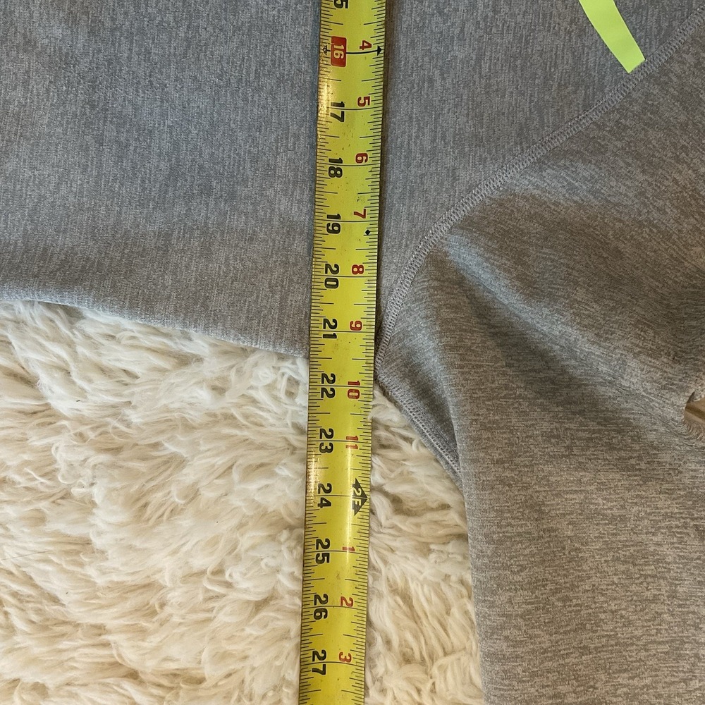 Nike Therma-Fit Hoodie Women Medium Gray Volt Neon Yellow Pullover Swoosh Thumbs - Picture 6 of 10
